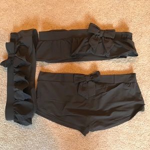 Juicy couture brn bandeau swimsuit w/bow 3 pieces